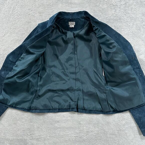 Vintage Venus Genuine Leather Blazer Jacket Women's Small Blue Long Sleeve - Picture 4 of 10